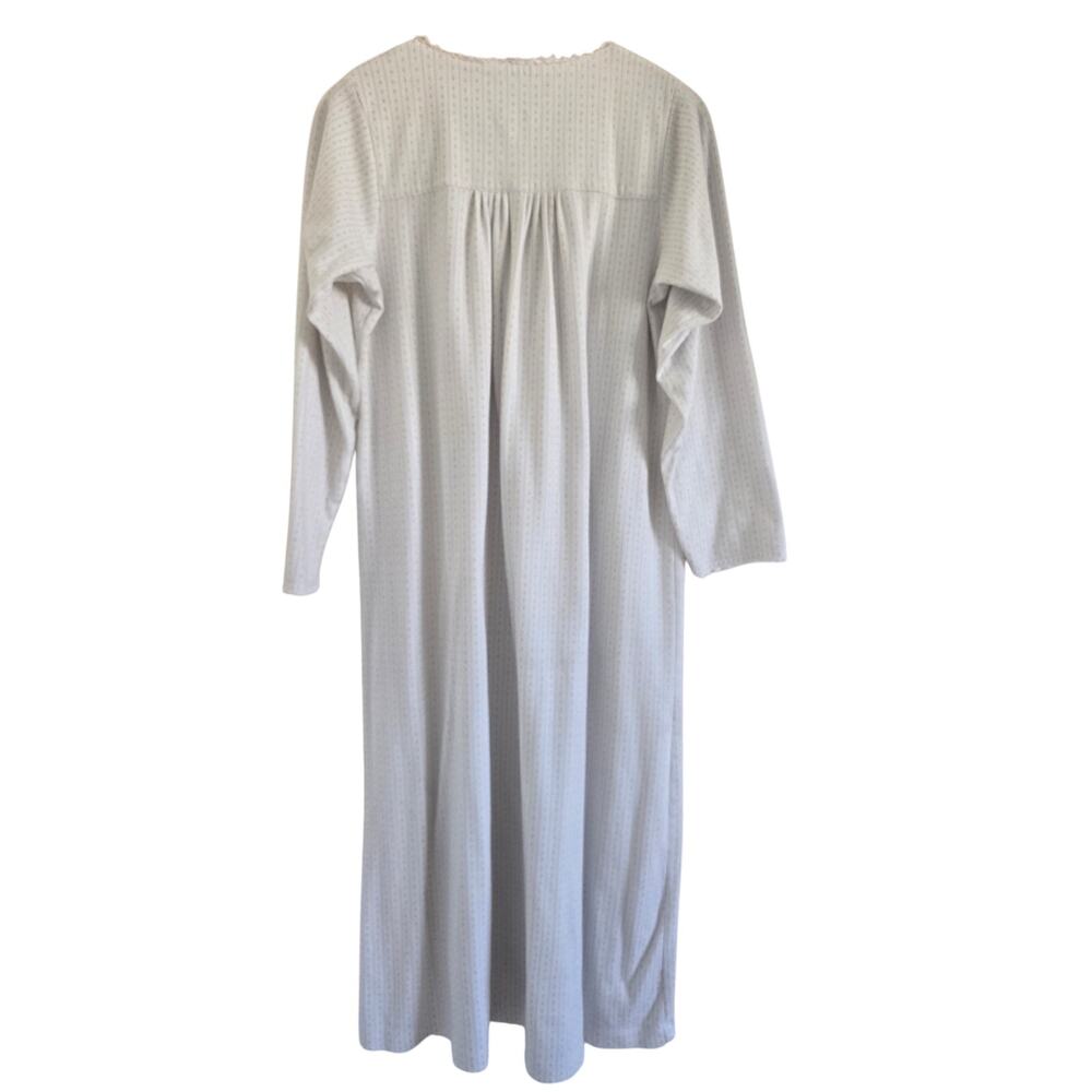 Eileen West White Striped Long Sleeve Night Gown-S Babydoll Lace Trim Cottage - Picture 5 of 8